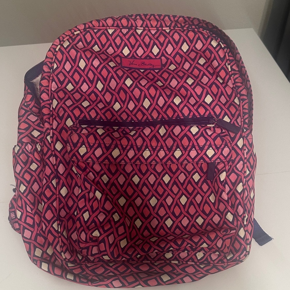 Vera Bradley Pink and Navy Geometric Backpack